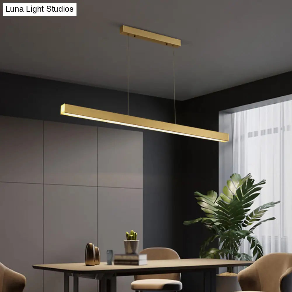 Minimalist Rectangular Led Suspension Lamp - Metal Island Light Fixture