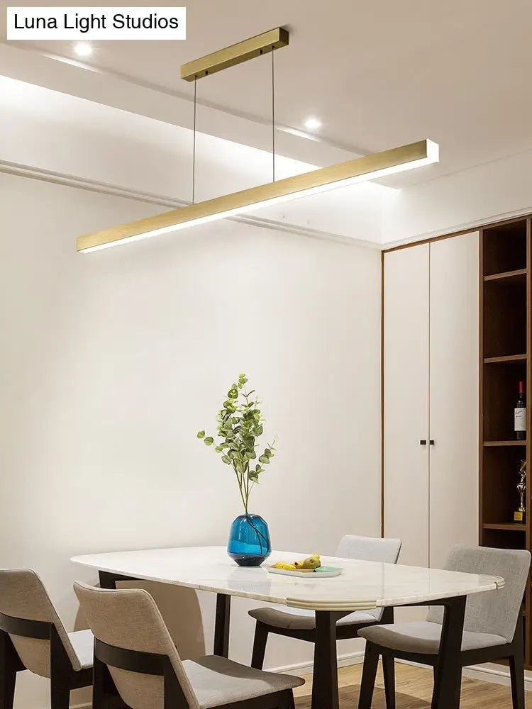 Minimalist Rectangular Led Suspension Lamp - Metal Island Light Fixture