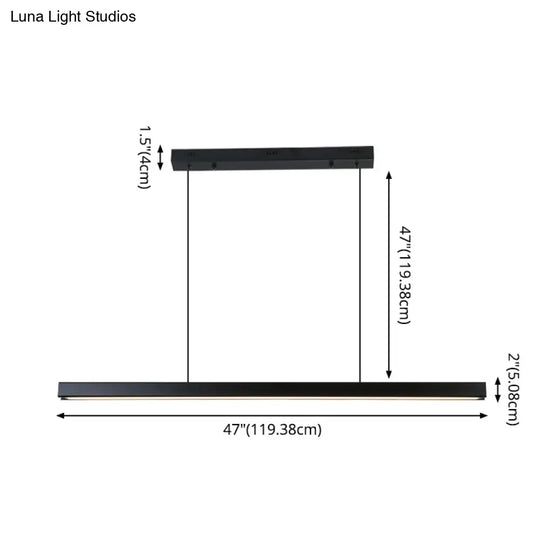 Minimalist Rectangular Led Suspension Lamp - Metal Island Light Fixture