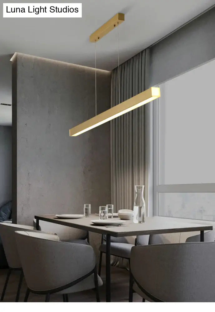 Minimalist Rectangular Led Suspension Lamp - Metal Island Light Fixture