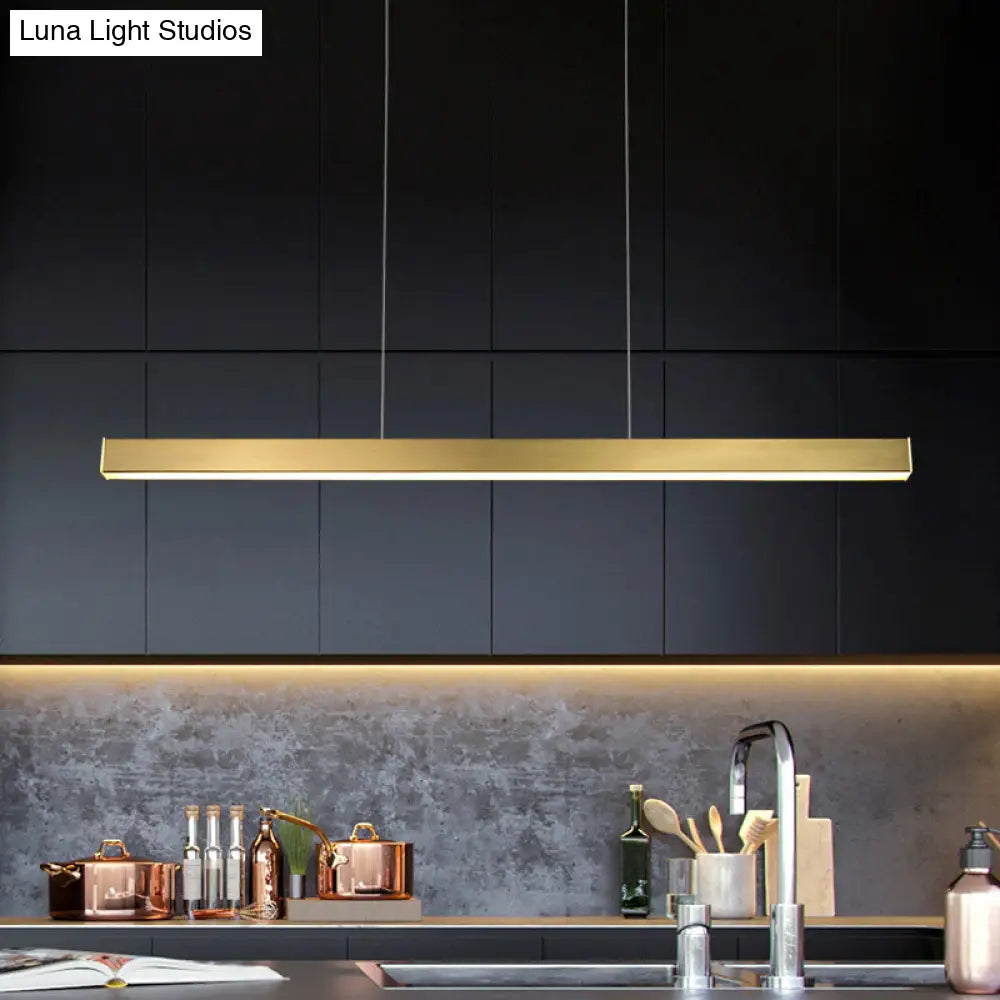 Minimalist Rectangular Led Suspension Lamp - Metal Island Light Fixture