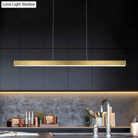 Minimalist Rectangular Led Suspension Lamp - Metal Island Light Fixture