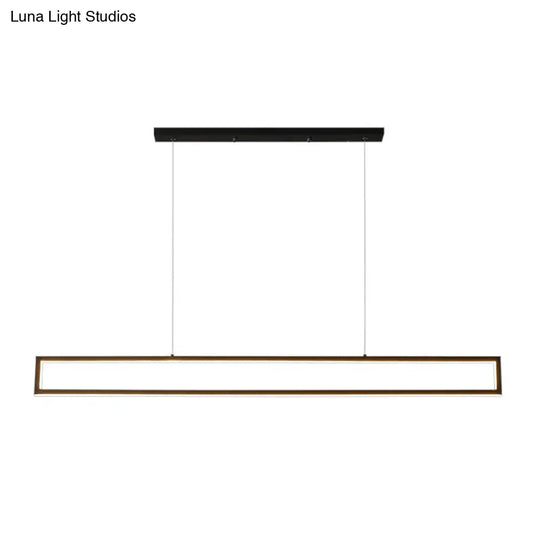 Minimalist Rectangular Metal Led Pendant Lamp For Dining Room: White/Warm Light 39/47 Long