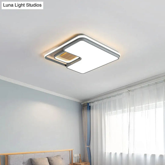 Minimalist Rectangular/Square Led Flushmount Ceiling Light In Grey/Black With Warm/White Grey /