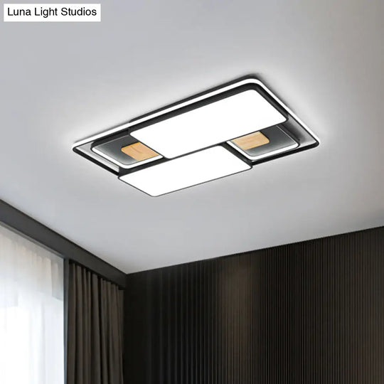 Minimalist Rectangular/Square Led Flushmount Ceiling Light In Grey/Black With Warm/White