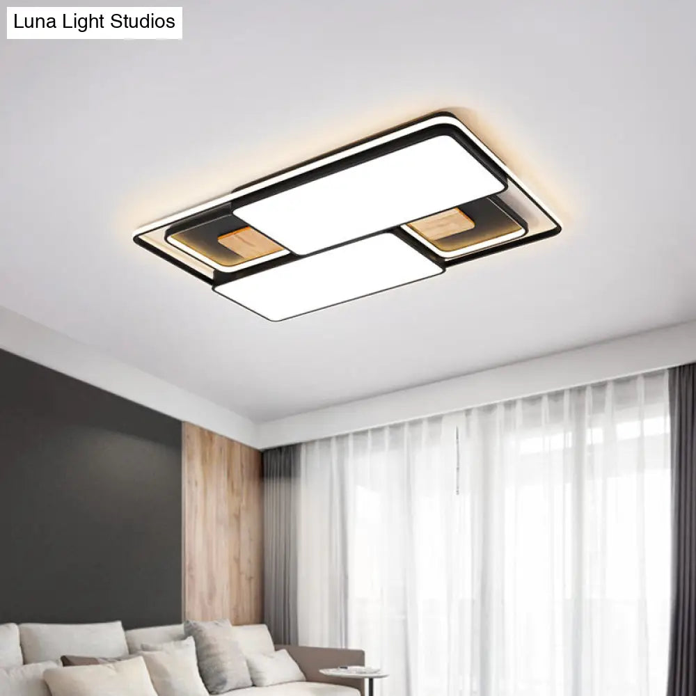 Minimalist Rectangular/Square Led Flushmount Ceiling Light In Grey/Black With Warm/White