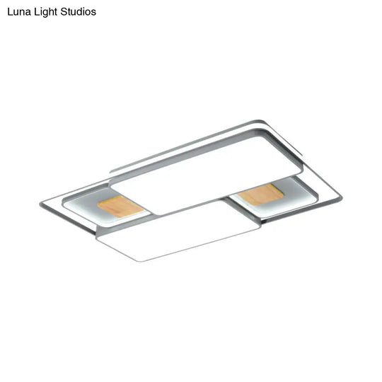 Minimalist Rectangular/Square Led Flushmount Ceiling Light In Grey/Black With Warm/White