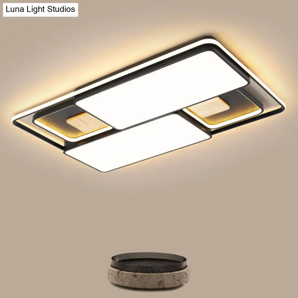 Minimalist Rectangular/Square Led Flushmount Ceiling Light In Grey/Black With Warm/White Black /