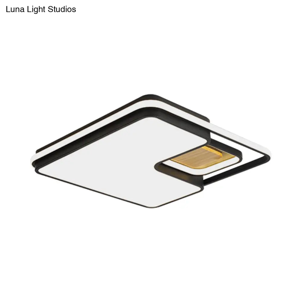 Minimalist Rectangular/Square Led Flushmount Ceiling Light In Grey/Black With Warm/White