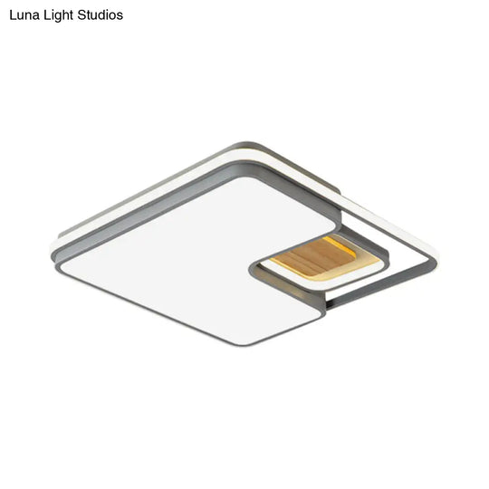 Minimalist Rectangular/Square Led Flushmount Ceiling Light In Grey/Black With Warm/White