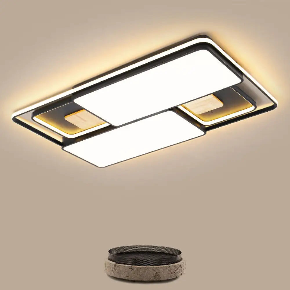 Minimalist Rectangular/Square Led Flushmount Ceiling Light In Grey/Black With Warm/White Black /