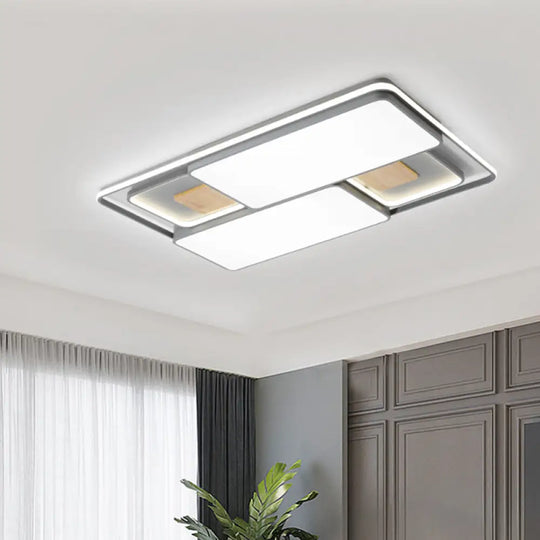 Minimalist Rectangular/Square Led Flushmount Ceiling Light In Grey/Black With Warm/White Grey /