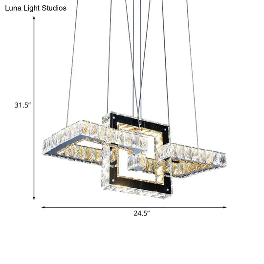 Minimalist Remote Control Led Pendant Light With Crystal Frame