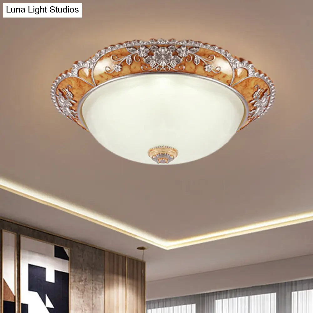 Minimalist Resin Ceiling Fixture With 2 Heads - Flush Mount Lighting For Bedroom