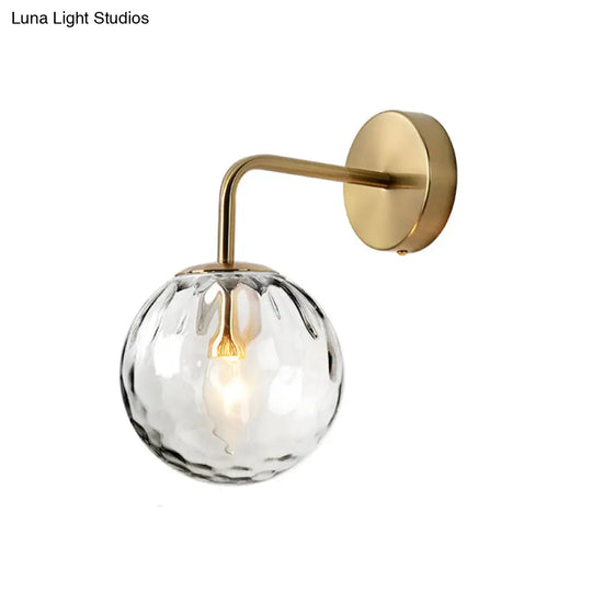 Minimalist Rippled Glass Sphere Wall Lamp With Gold Sconce Lighting