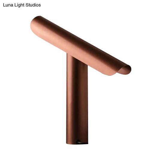 Minimalist Rose Gold Led Nightstand Lamp - Iron Seesaw Design For Bedside Table Lighting