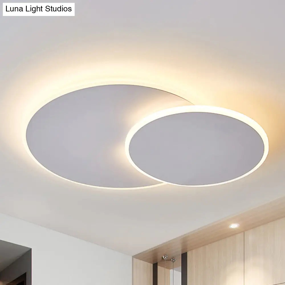 Minimalist Round Acrylic Led Flush Mount Ceiling Light - 16’/19.5’ Width In White/Coffee Finish