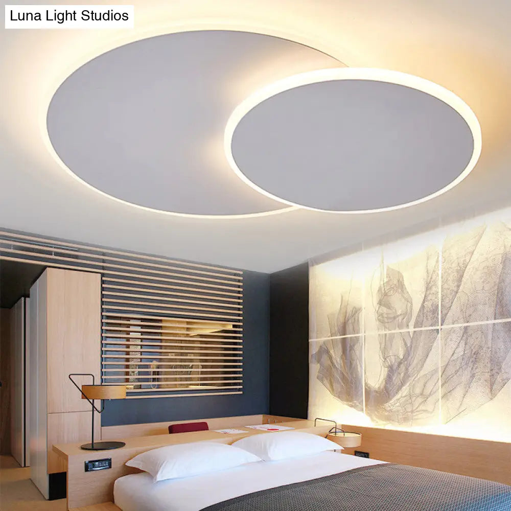 Minimalist Round Acrylic Led Flush Mount Ceiling Light - 16’/19.5’ Width In White/Coffee Finish