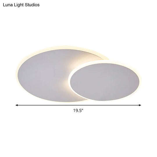 Minimalist Round Acrylic Led Flush Mount Ceiling Light - 16’/19.5’ Width In White/Coffee Finish