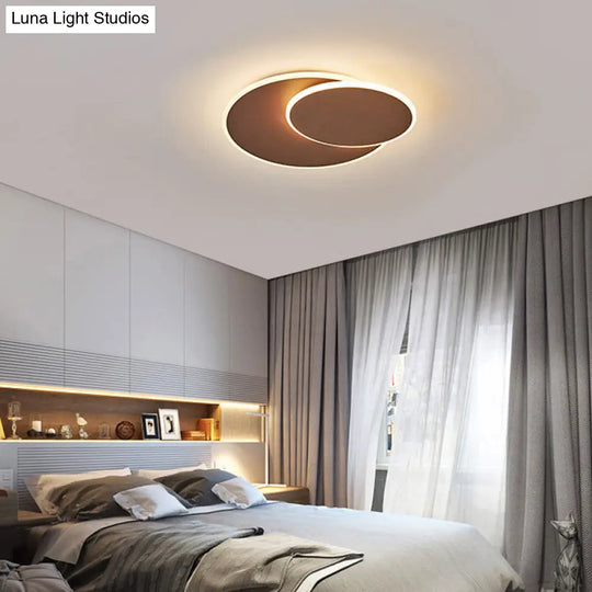 Minimalist Round Acrylic Led Flush Mount Ceiling Light - 16’/19.5’ Width In White/Coffee Finish