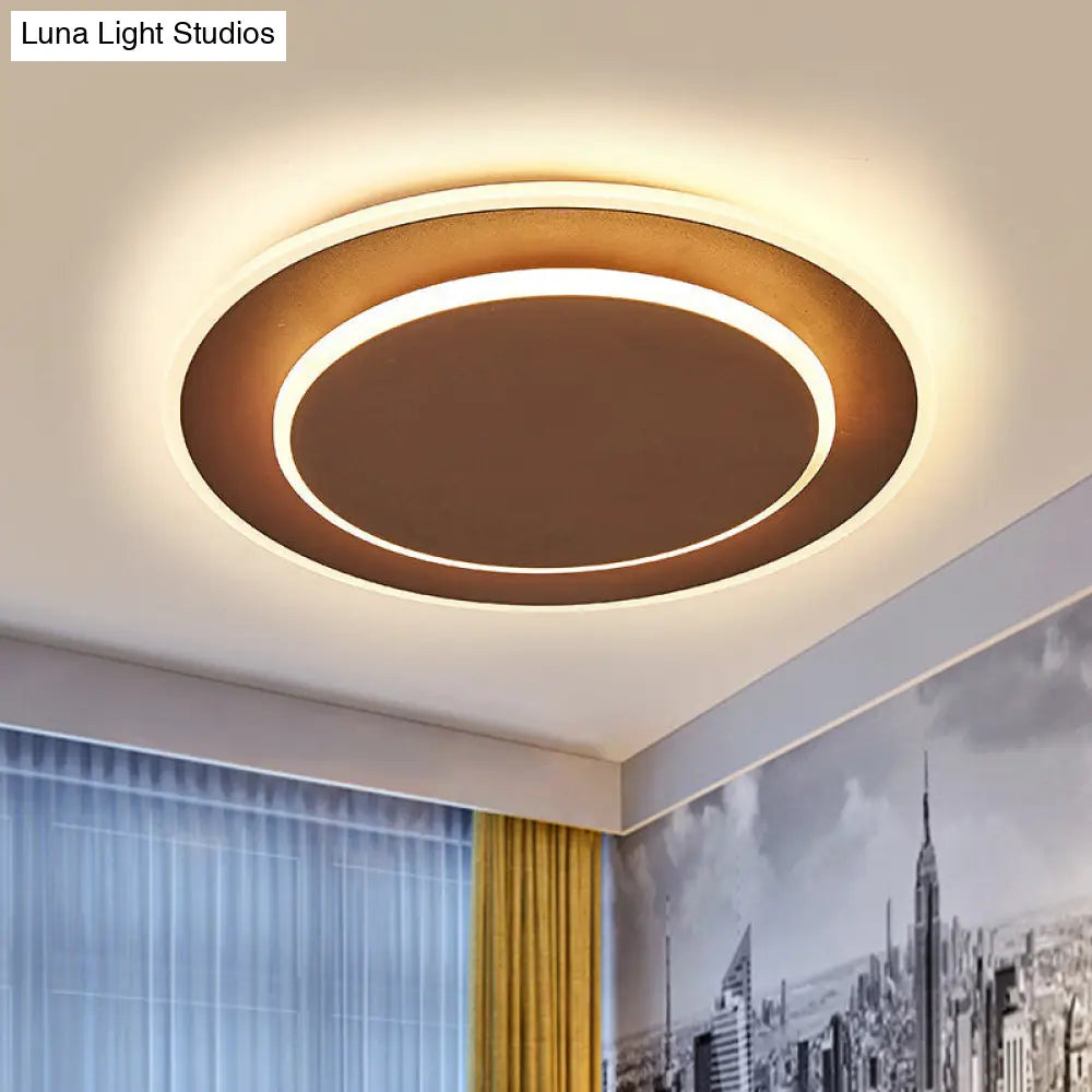 Minimalist Round Acrylic Ceiling Light - 16/19.5 Wide Led Flush Mount In Warm/White White/Coffee