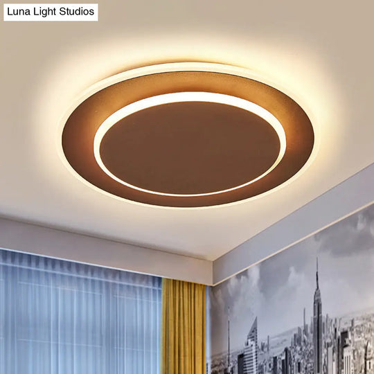 Minimalist Round Acrylic Ceiling Light - 16/19.5 Wide Led Flush Mount In Warm/White White/Coffee