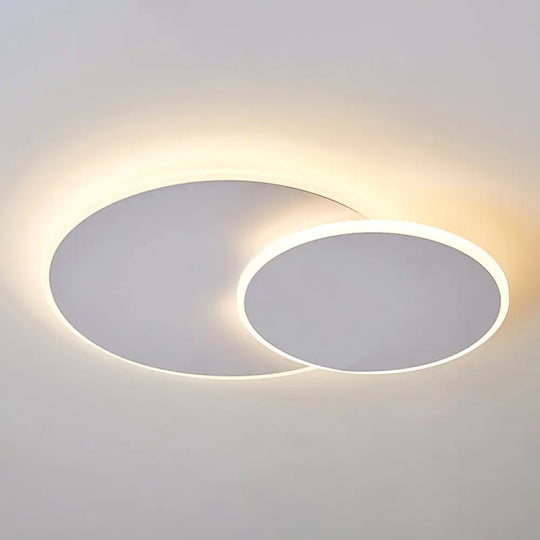 Minimalist Round Acrylic Led Flush Mount Ceiling Light - 16’/19.5’ Width In White/Coffee Finish