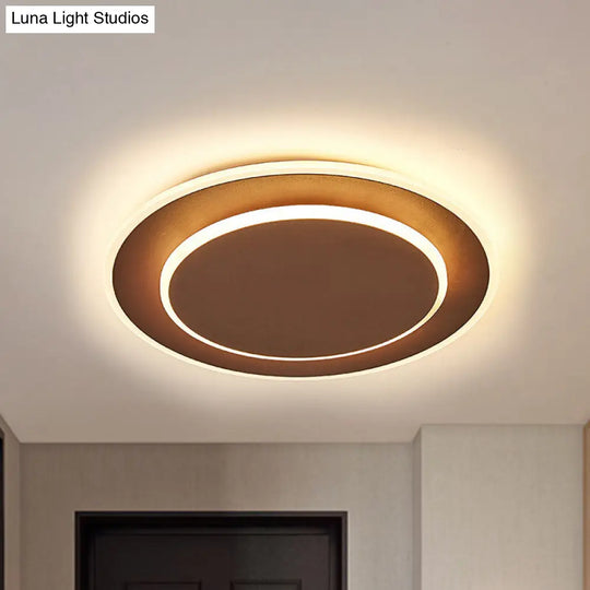 Minimalist Round Acrylic Ceiling Light - 16/19.5 Wide Led Flush Mount In Warm/White White/Coffee