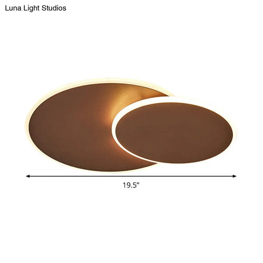 Minimalist Round Acrylic Led Flush Mount Ceiling Light - 16’/19.5’ Width In White/Coffee Finish