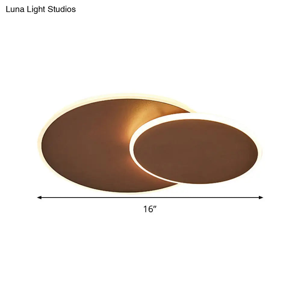 Minimalist Round Acrylic Ceiling Light - 16/19.5 Wide Led Flush Mount In Warm/White White/Coffee