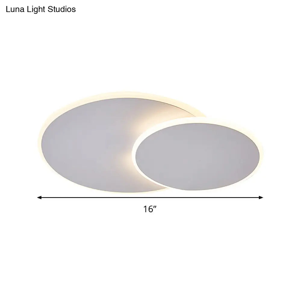 Minimalist Round Acrylic Led Flush Mount Ceiling Light - 16’/19.5’ Width In White/Coffee Finish