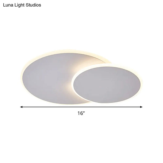 Minimalist Round Acrylic Led Flush Mount Ceiling Light - 16’/19.5’ Width In White/Coffee Finish