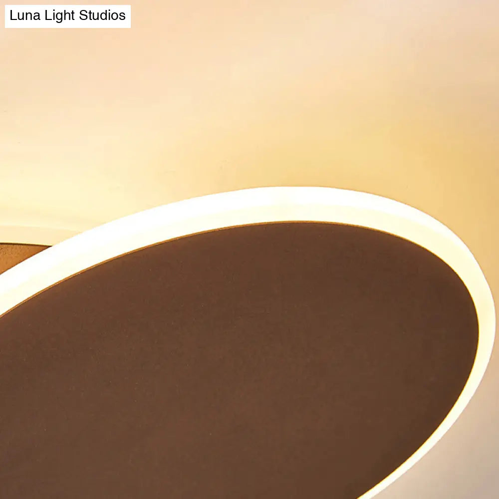 Minimalist Round Acrylic Led Flush Mount Ceiling Light - 16’/19.5’ Width In White/Coffee Finish