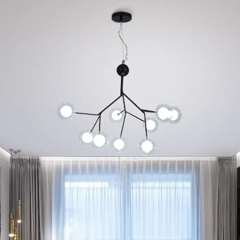 Minimalist Round Black Glass Chandelier Led Pendant Light For Dining Room 9 /