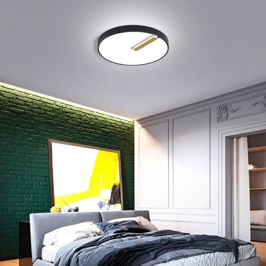 Minimalist Round Ceiling Light With Led & Remote - Black/White Acrylic 18’/21.5’ Wide