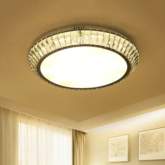 Minimalist Round Crystal Flushmount Ceiling Light - Beveled Inlaid Design Led 23.5’/31.5’ Dia