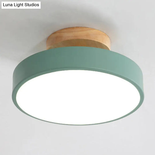 Minimalist Round Flush Mount Ceiling Light - Acrylic Chandelier For Bedroom Green