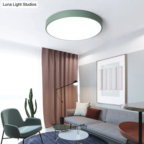 Minimalist Round Flush Mount Ceiling Lighting Fixture - 1 Light Aluminum