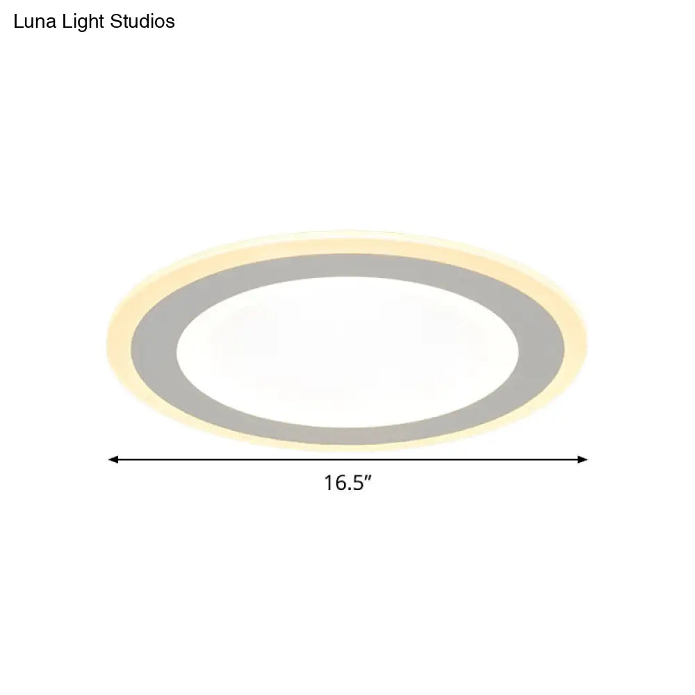 Minimalist Round Flush Mount Led Ceiling Light - Super Thin White Acrylic Warm/White 16’/20.5’