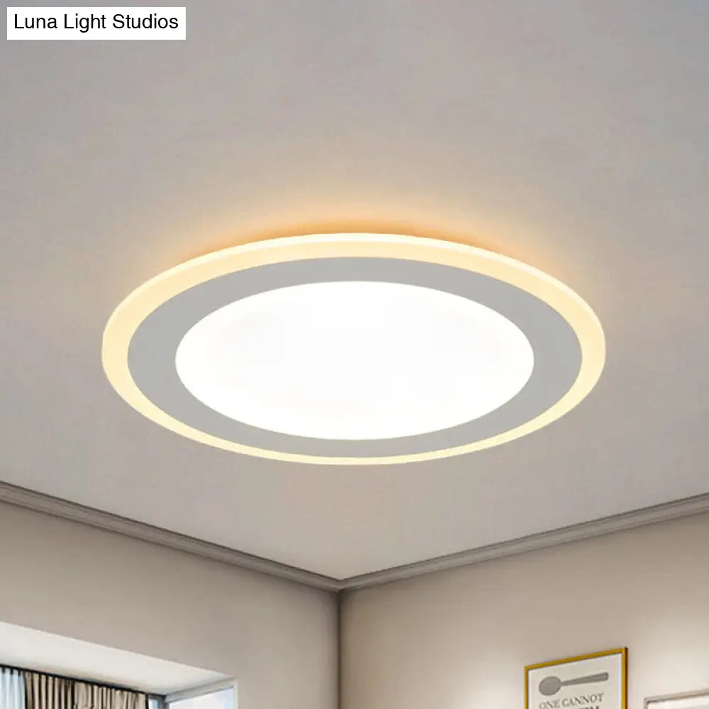 Minimalist Round Flush Mount Led Ceiling Light - Super Thin White Acrylic Warm/White 16/20.5