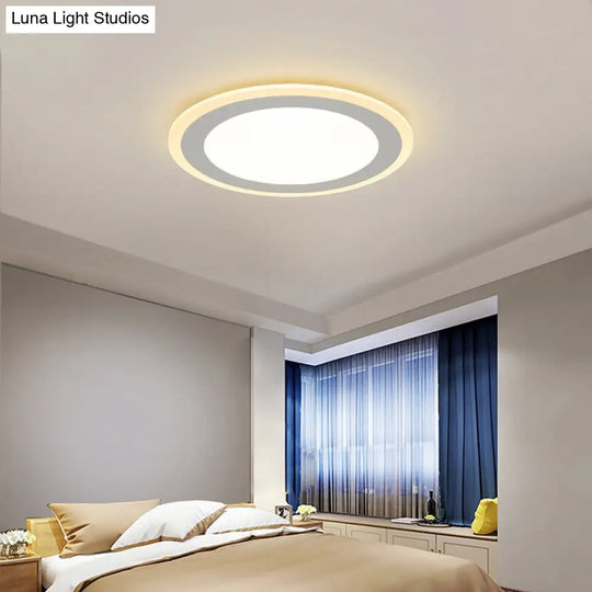 Minimalist Round Flush Mount Led Ceiling Light - Super Thin White Acrylic Warm/White 16/20.5