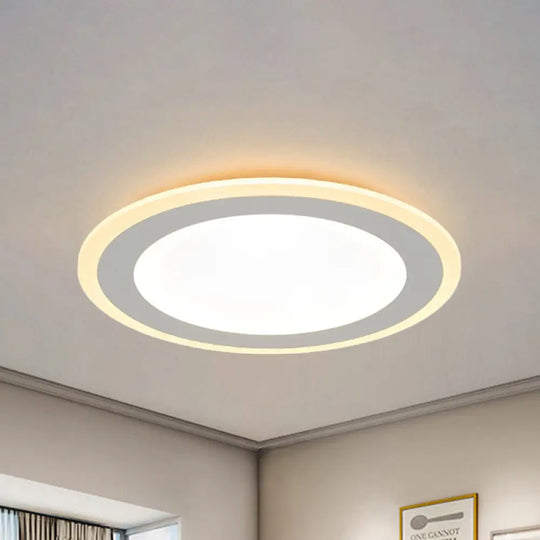 Minimalist Round Flush Mount Led Ceiling Light - Super Thin White Acrylic Warm/White 16’/20.5’