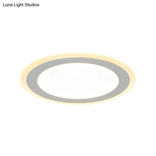 Minimalist Round Flush Mount Led Ceiling Light - Super Thin White Acrylic Warm/White 16/20.5