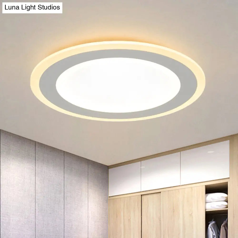 Minimalist Round Flush Mount Led Ceiling Light - Super Thin White Acrylic Warm/White 16’/20.5’