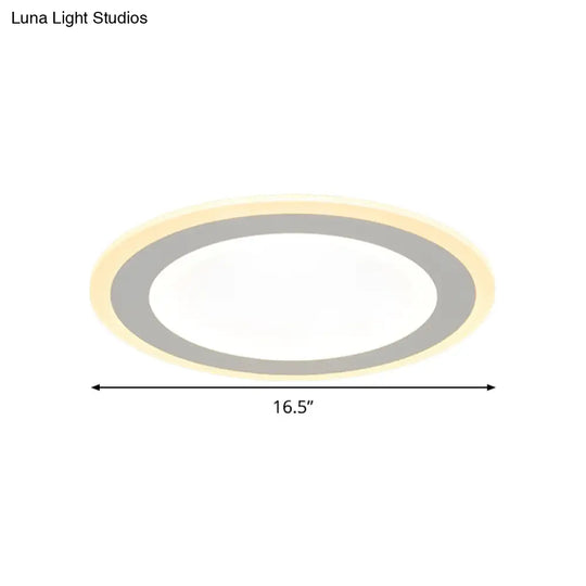 Minimalist Round Flush Mount Led Ceiling Light - Super Thin White Acrylic Warm/White 16/20.5