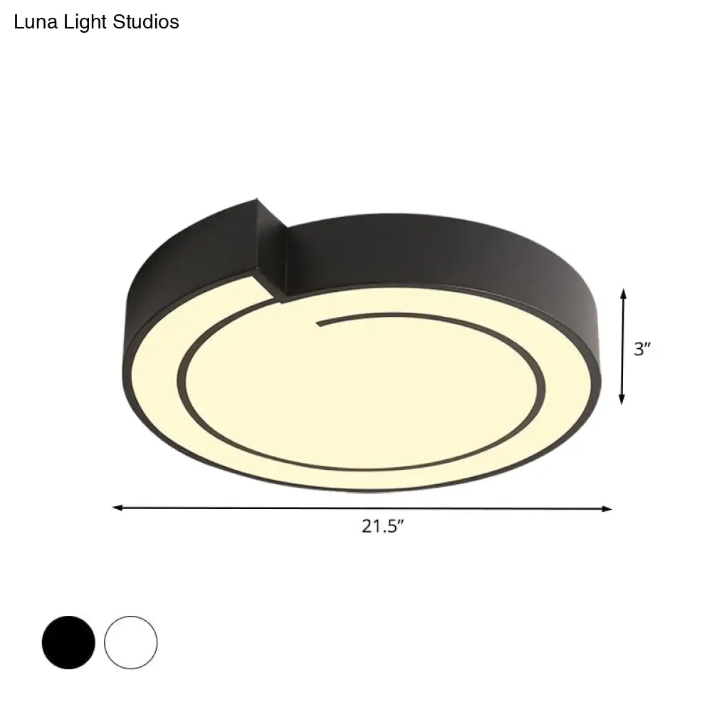 Minimalist Round Led Ceiling Flush Mount In Warm/White Light 18’/21.5’ Diameter White/Black