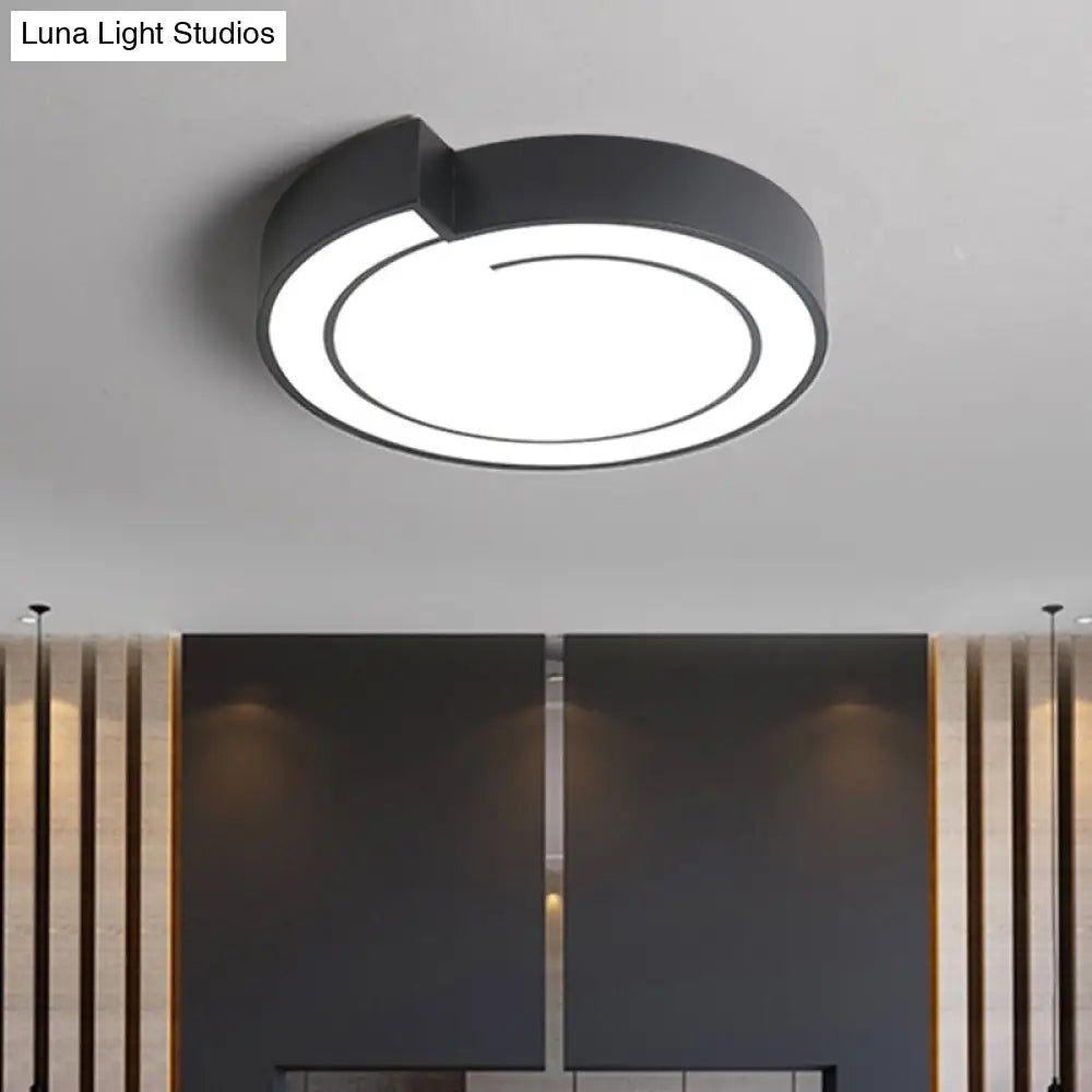 Minimalist Round Led Ceiling Flush Mount In Warm/White Light 18’/21.5’ Diameter White/Black