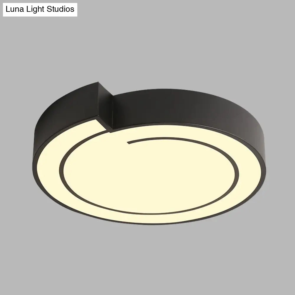 Minimalist Round Led Ceiling Flush Mount In Warm/White Light 18/21.5 Diameter White/Black Metal