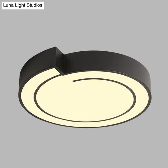 Minimalist Round Led Ceiling Flush Mount In Warm/White Light 18/21.5 Diameter White/Black Metal