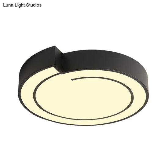 Minimalist Round Led Ceiling Flush Mount In Warm/White Light 18’/21.5’ Diameter White/Black